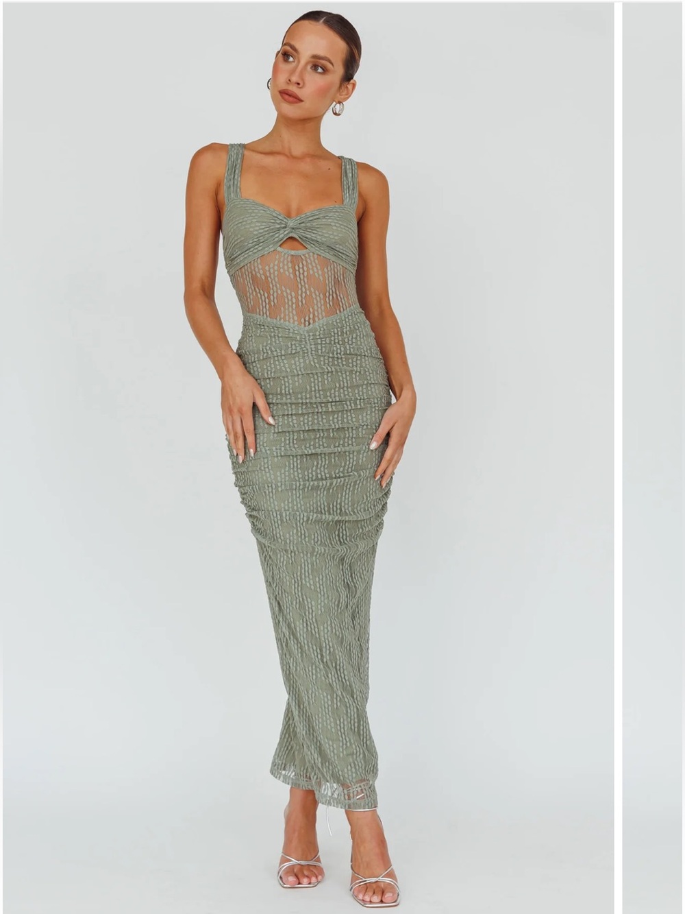 Selfie Leslie Oliana Embroidered Mesh Midi Dress